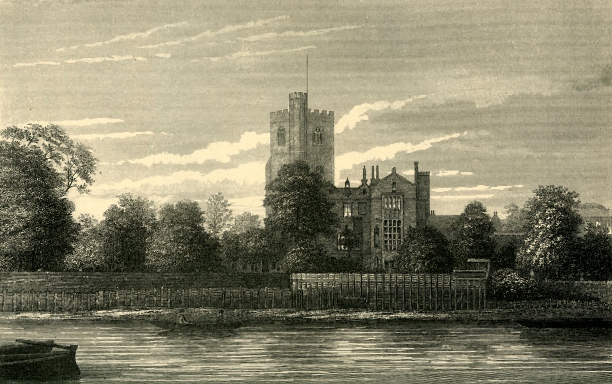 Fulham Church, fra Themsen, c1878. av Unbekannt