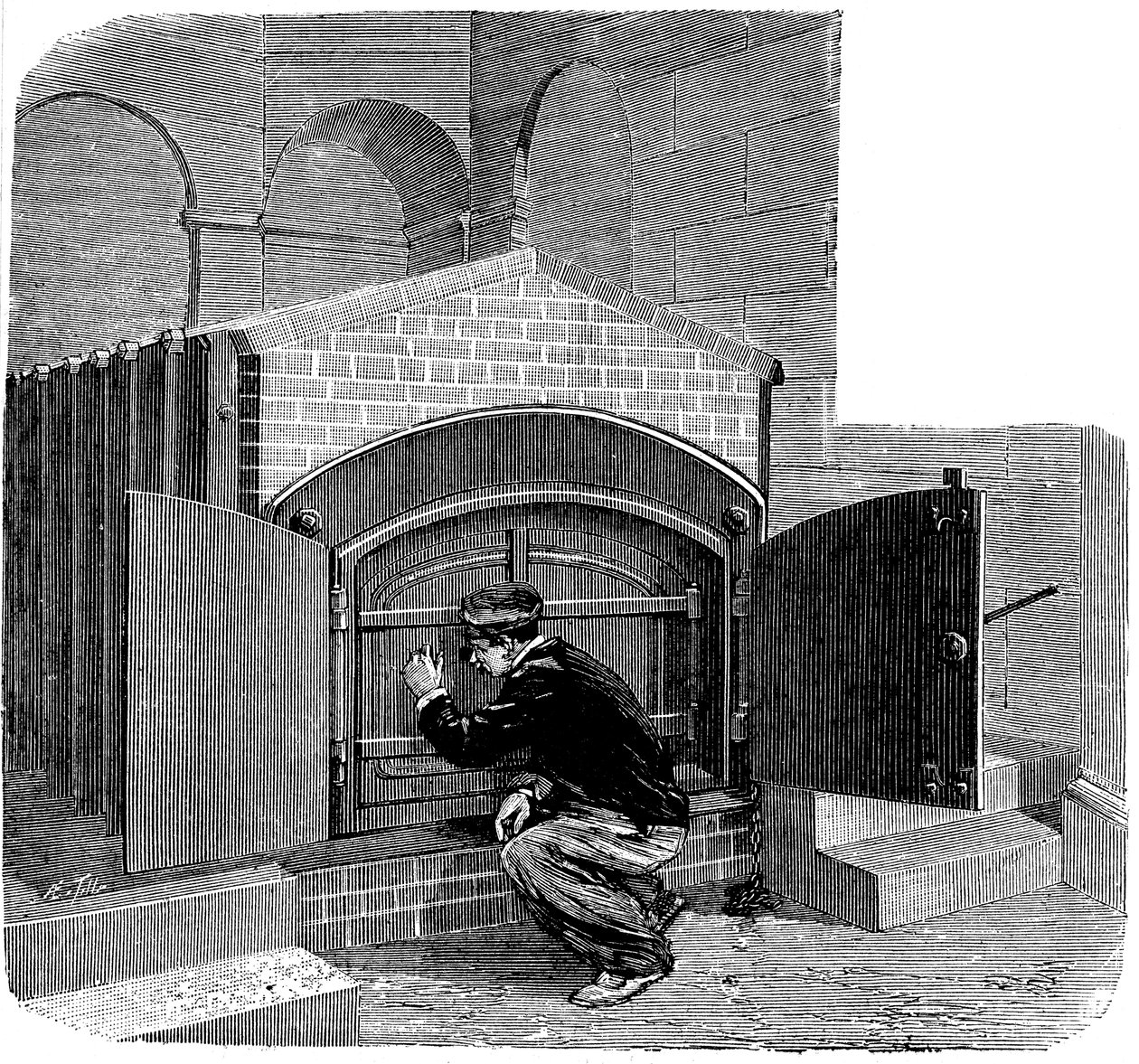 Ovn av typen som skal installeres i Pere la Chaise-krematoriet, Paris, 1888 av Unbekannt