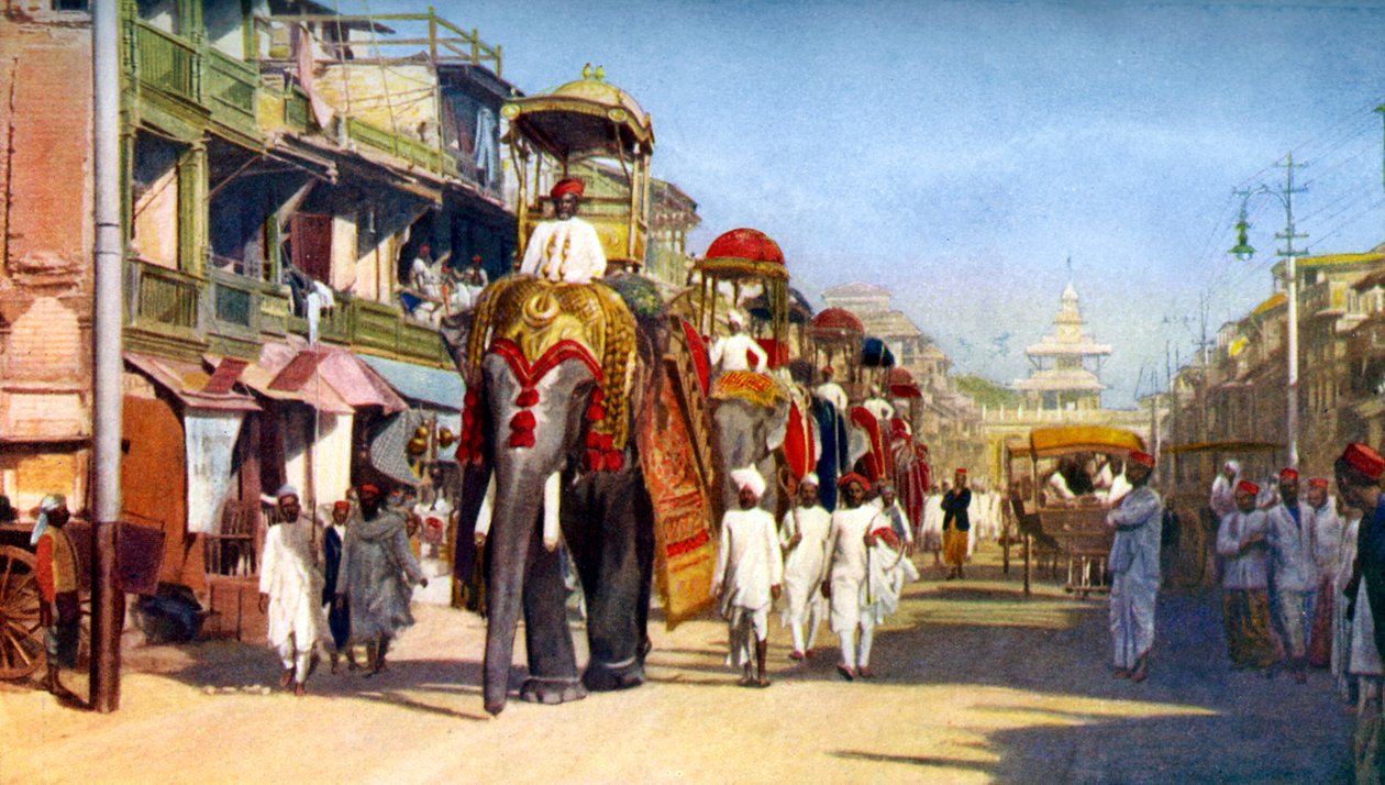 Gaekwars statselefanter, Manipuri Bazaar, Bombay, India, c1924 av Unbekannt