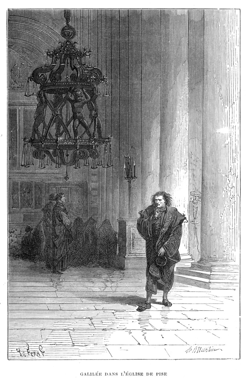 Galileo observerer svaiingen av lysekronen i Pisa katedral, c1584 1870 av Unbekannt