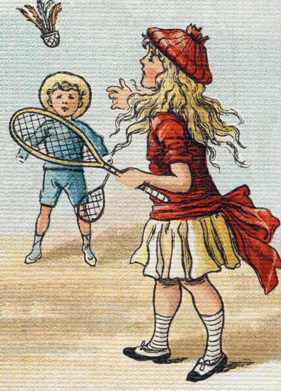 Game of the Wheel. Gravering i "Alphabet de ma petite fille". Bernardin-Bechet og Fils, bokhandler-forlag, Paris, rundt 1895. Ubrytelig album på lerret. Bibliotheque des Bebes. 12 sider. Album som inneholder en lesemetode og en illustrativ abeced av Unbekannt