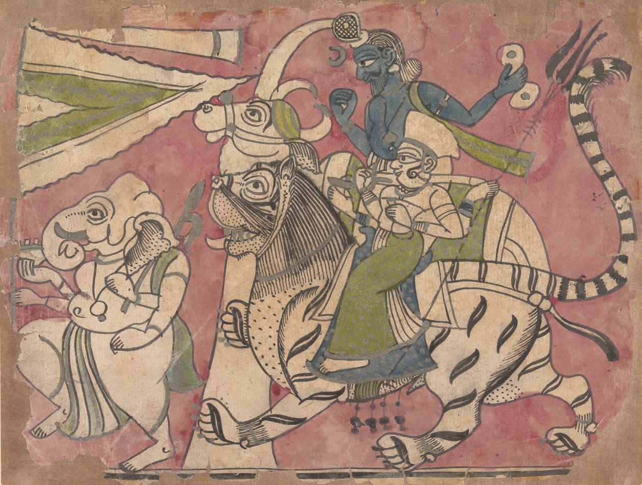 Ganesha leder Shiva og Durga i prosesjon, 1700-tallet. av Unbekannt