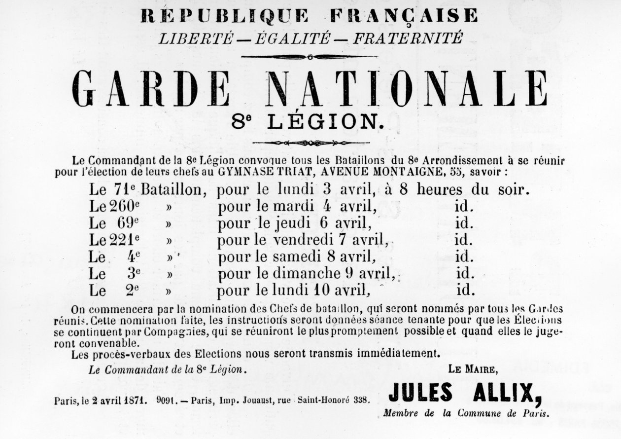 Garde Nationale 8th Legion, fra franske politiske plakater fra Paris Commune, mai 1871 av Unbekannt