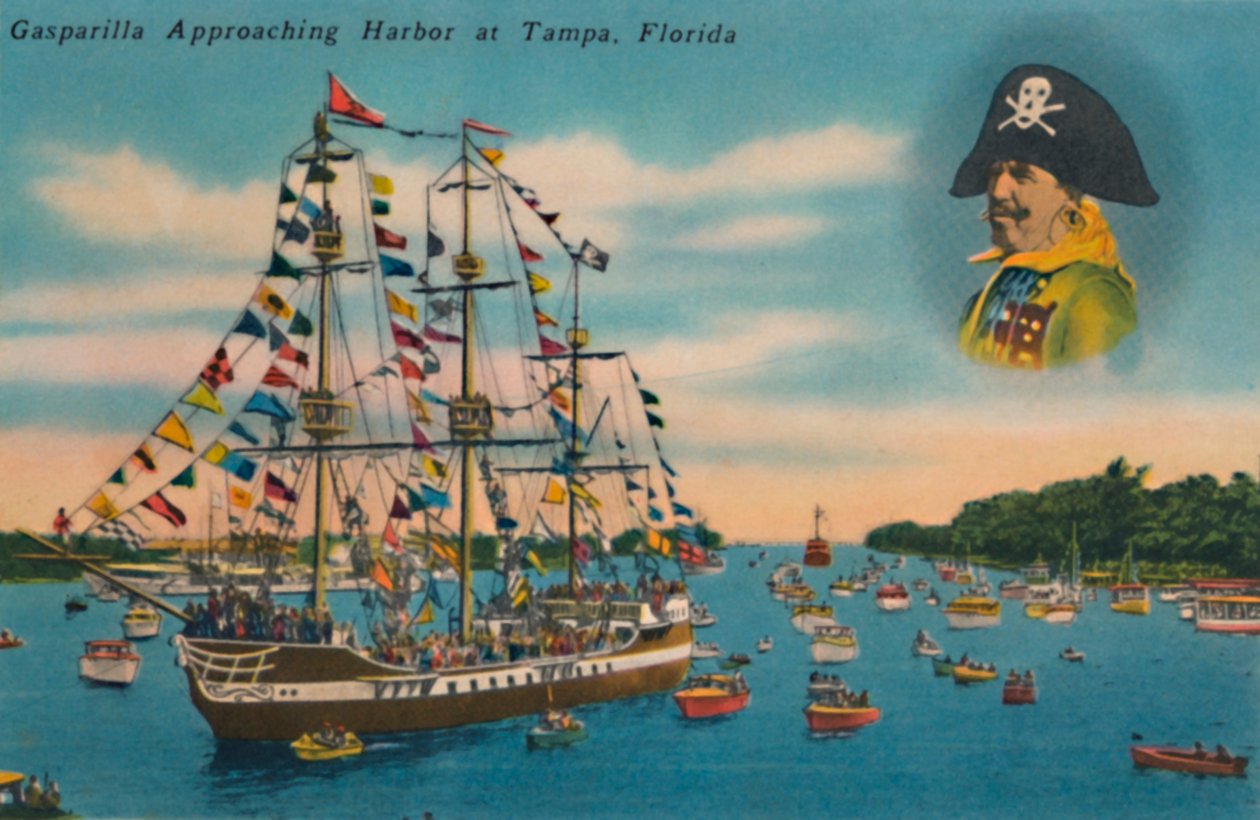 Gasparilla Apporoaching Harbor i Tampa, Florida, ca. 1940-tallet av Unbekannt