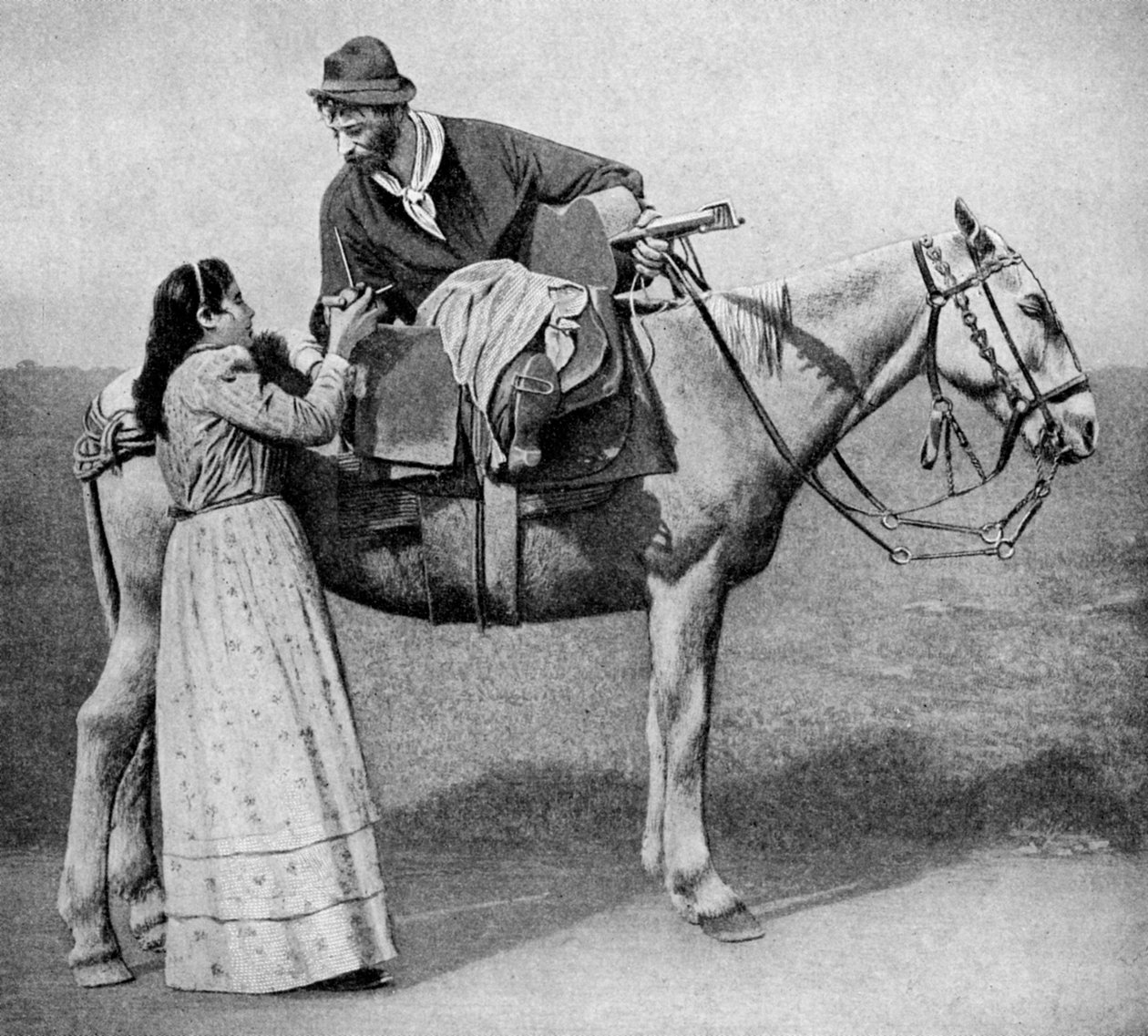 Gaucho-kjærestene bytter kompiskopper, Argentina, 1922 av Unbekannt