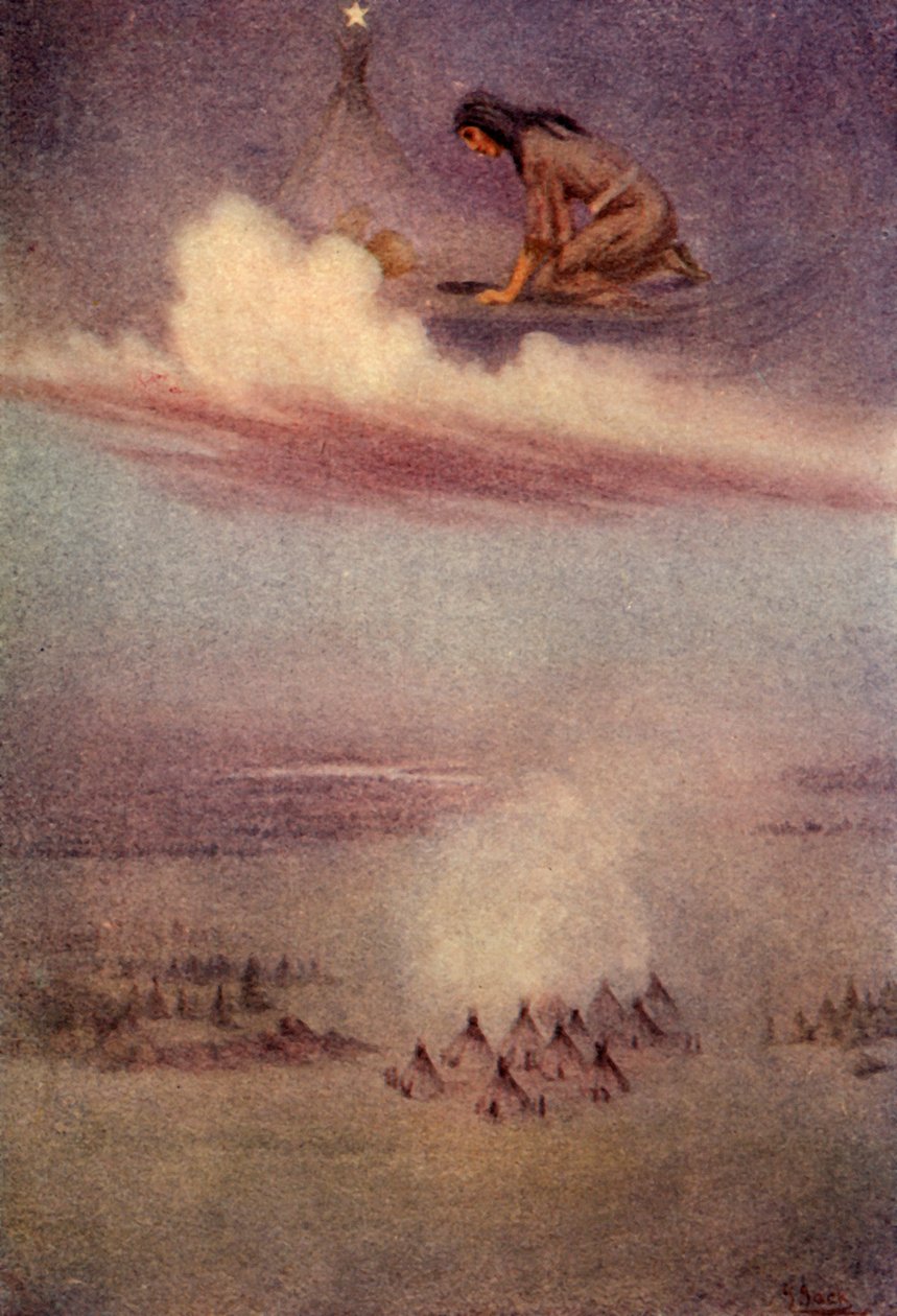 Hun stirret nedover og så Blackfeets leir, 1914. av Unbekannt