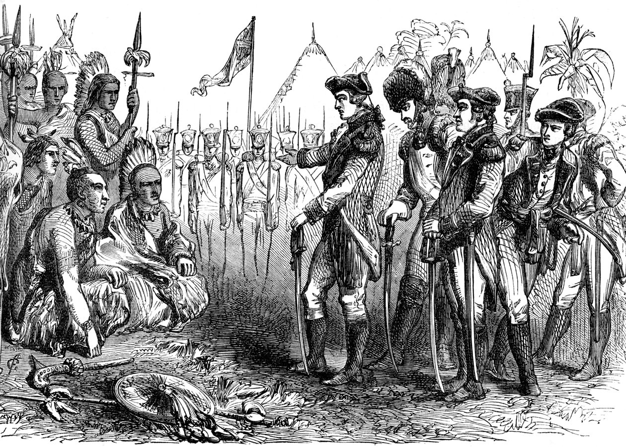 General Burgoyne henvendte seg til indianerne, 1777 c1880 av Unbekannt