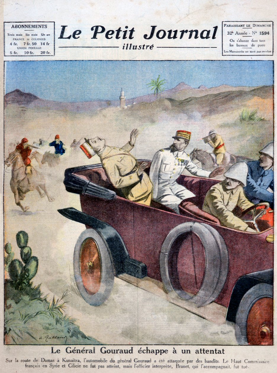 General Gouraud unnslipper et attentat på vei fra Damaskas til Kunaitra, 1921 av Unbekannt