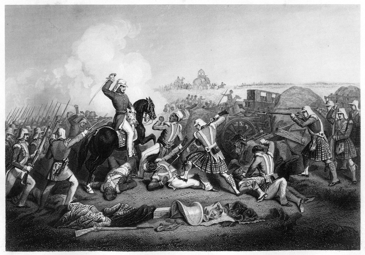 General Havelocks angrep på Nana Sahib ved Futtypore, 1857, c1860 av Unbekannt