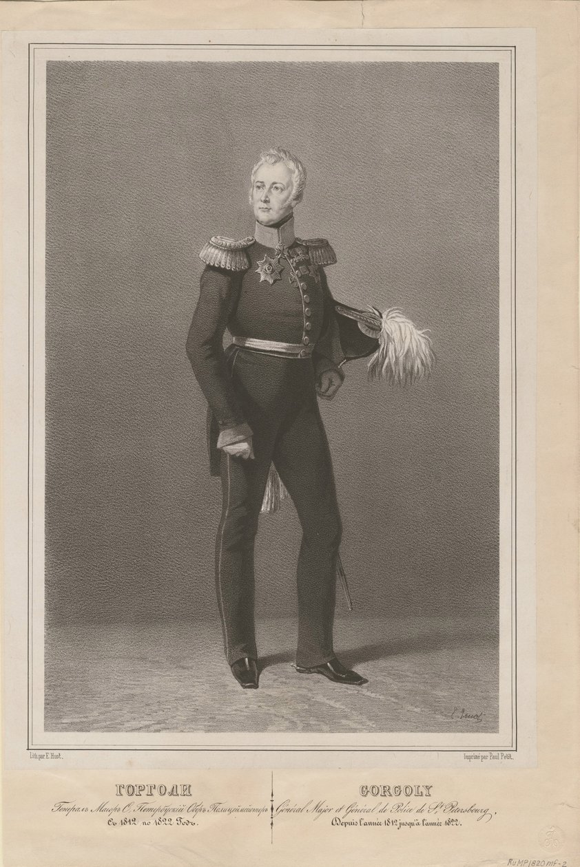 General Ivan Savvich Gorgoli, sjefen for St. Petersburg-politiet, 1822 av Unbekannt