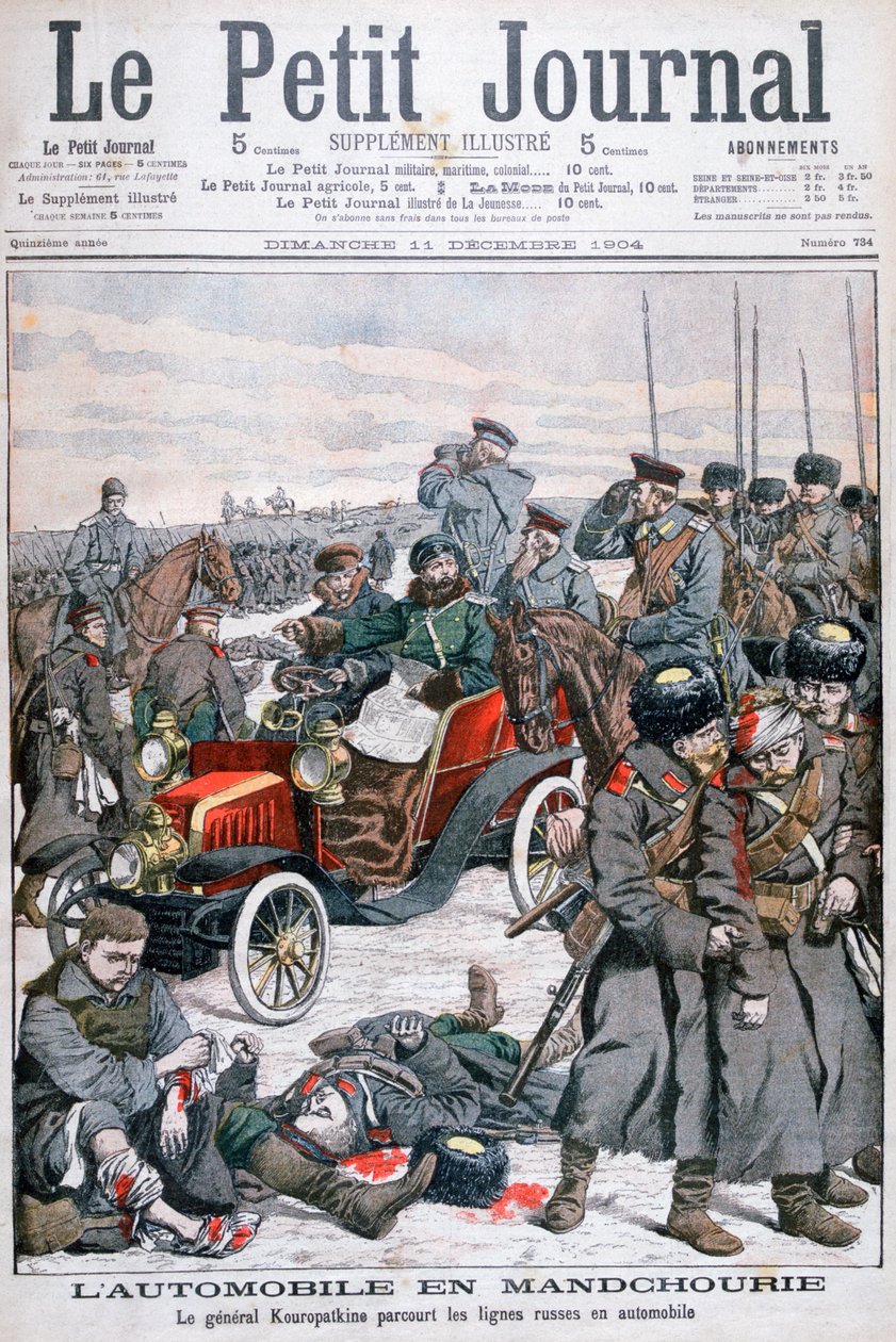 General Kuropatkin turnerte de russiske linjene med bil, Russisk-japanske krigen, 1904 av Unbekannt