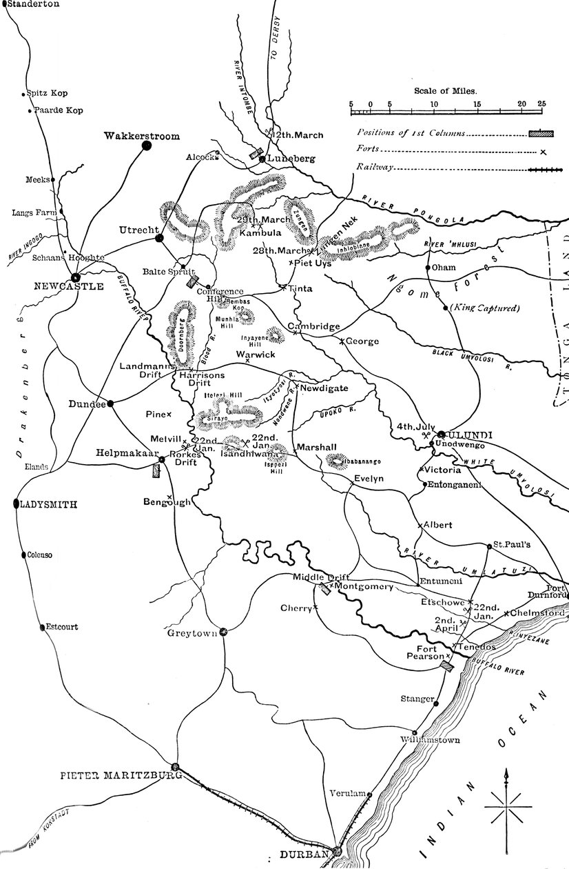 Generell plan for operasjonene i Zululand, 1879, c1880 av Unbekannt
