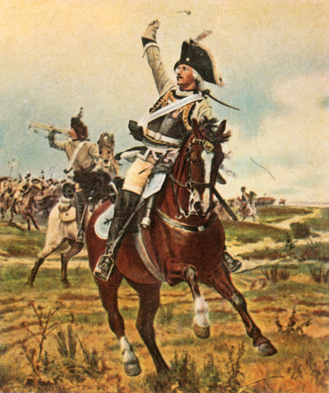 General Seydlitz gir signalet om å rykke frem ved Rossbach, 5. november 1757, 1936. av Unbekannt