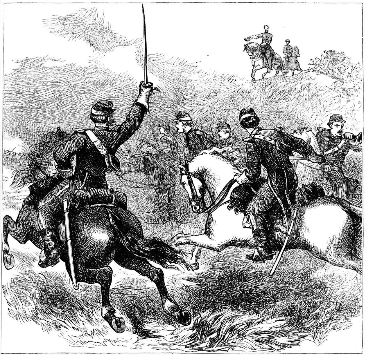 General Sheridan ved Cedar Creek, Virginia, amerikansk borgerkrig, 1864 c1880 av Unbekannt