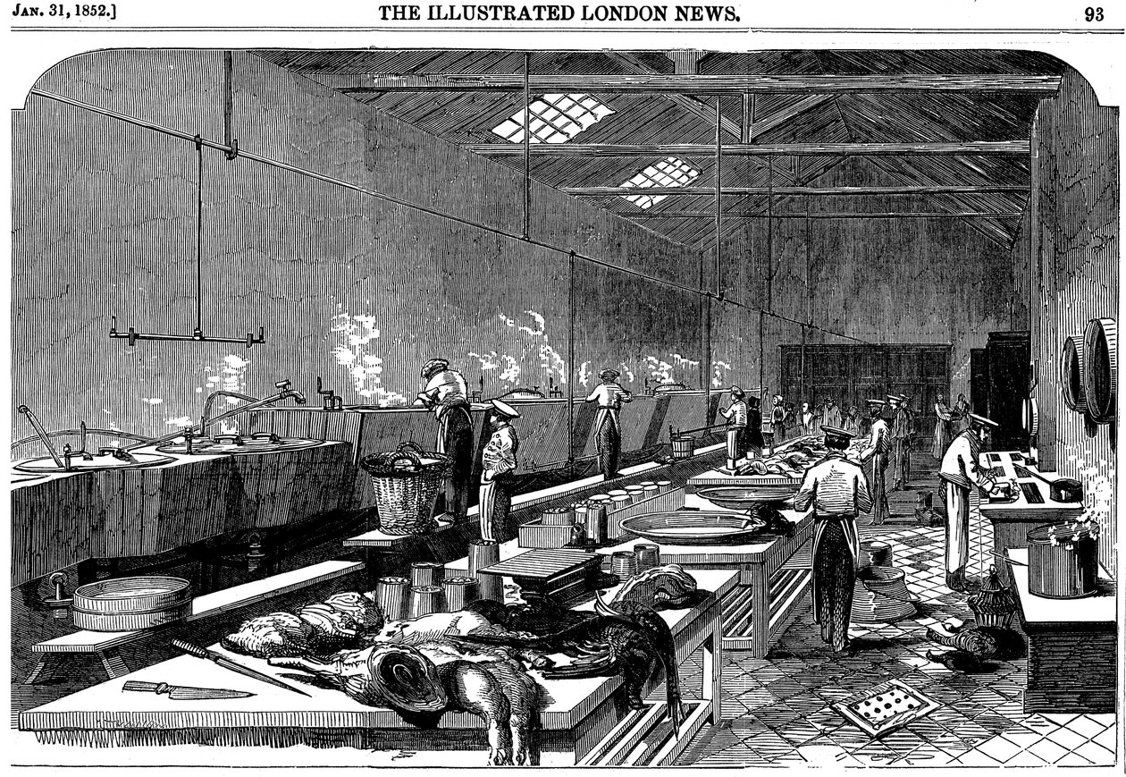 Generell oversikt over kjøkkenet på Richie & McCalls Cannery, Houndsditch, London, 1852 av Unbekannt
