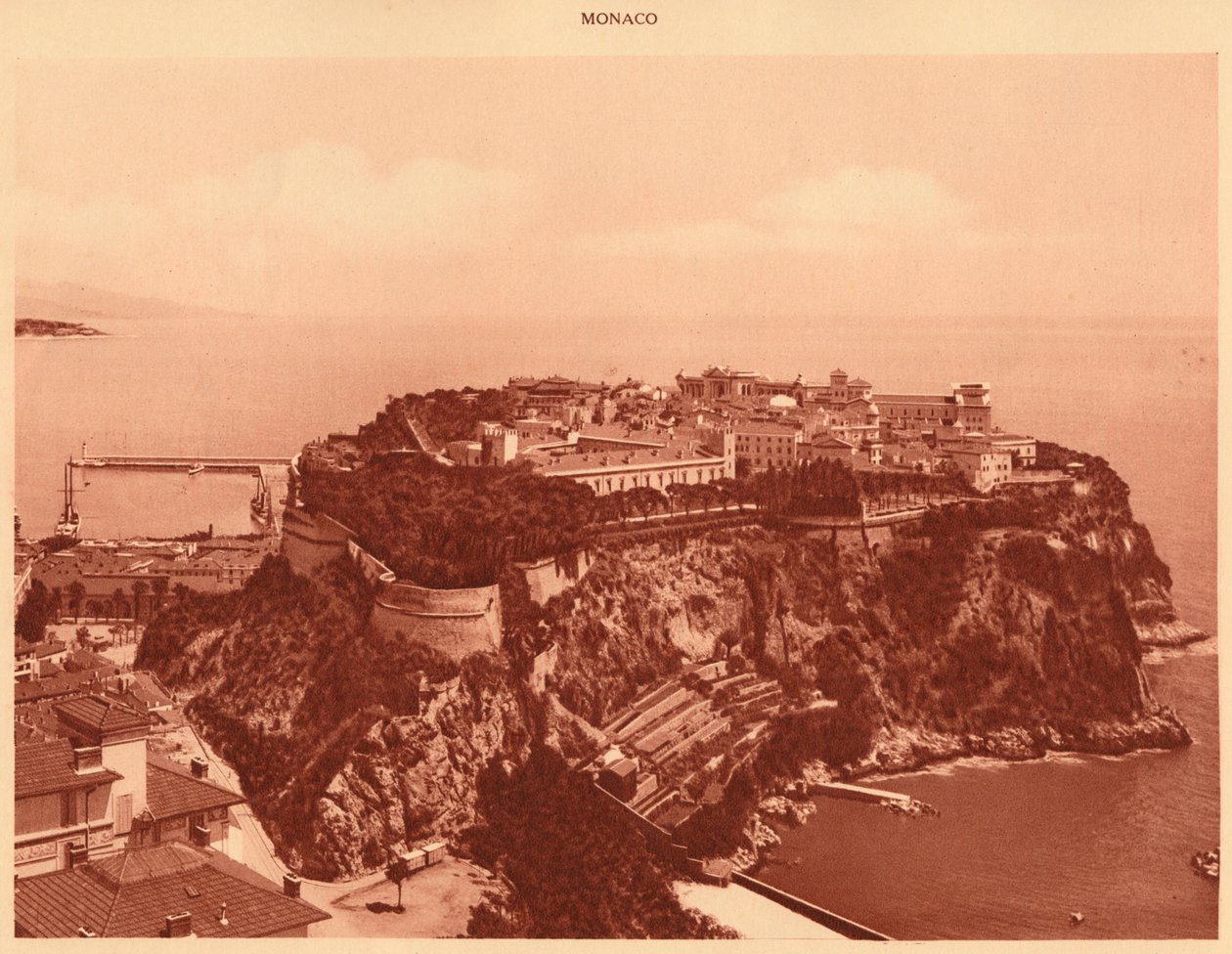 Generelt syn på fyrstedømmet Monaco, 1930. av Unbekannt