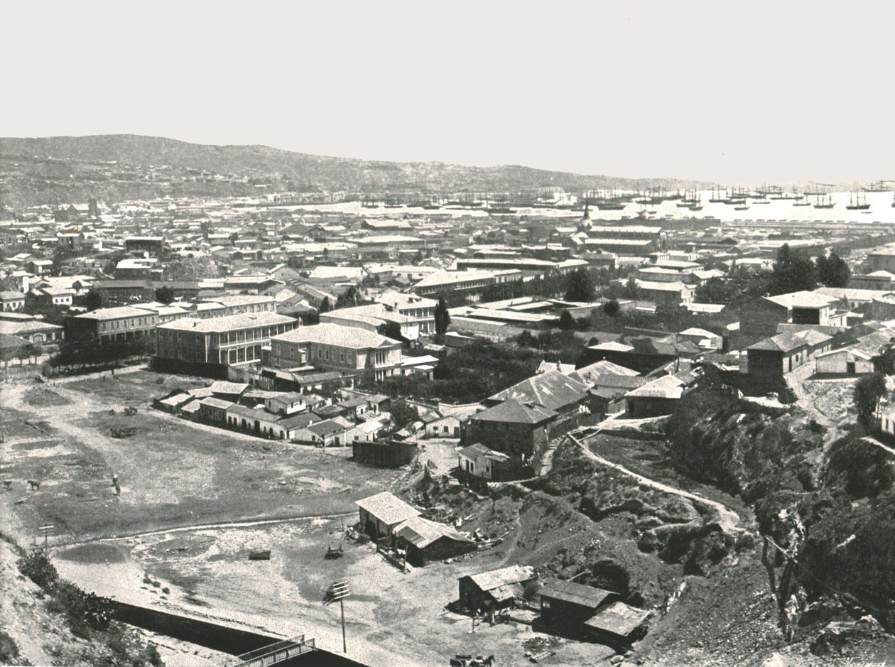Generell utsikt over byen, Valparaiso, Chile, 1895. av Unbekannt