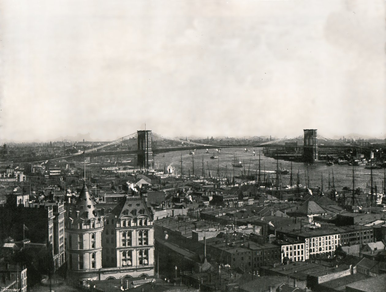 Generell visning som viser Brooklyn Bridge, New York, USA, 1895. av Unbekannt