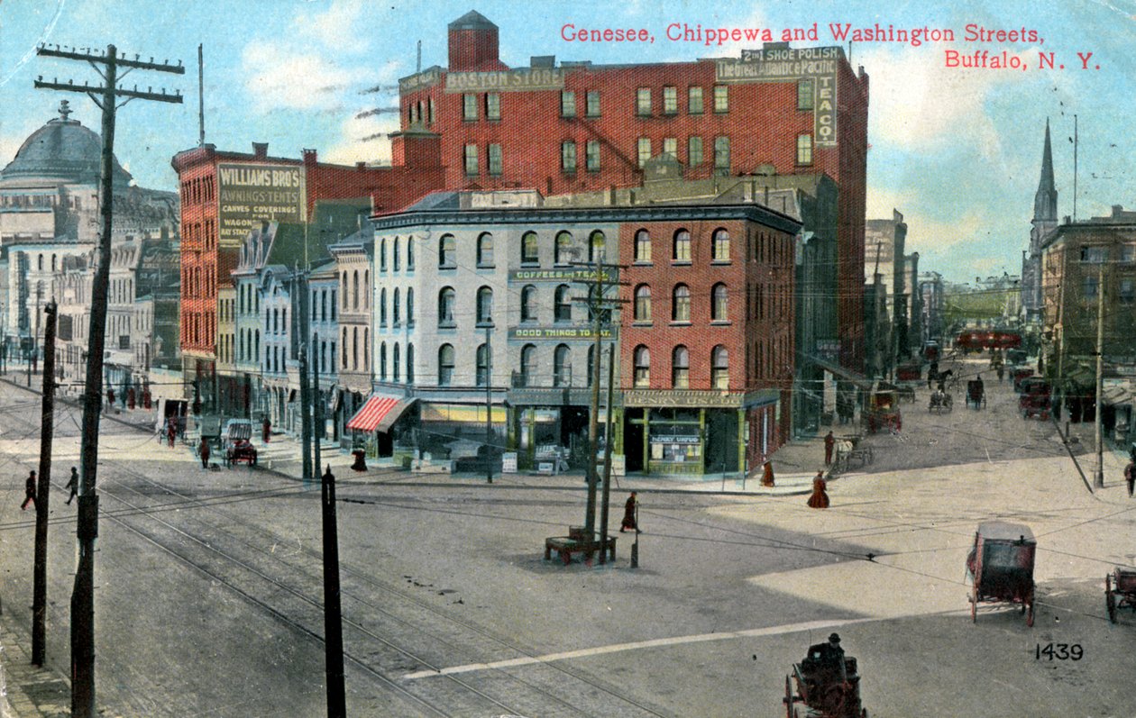 Genesse, Chippewa og Washington Streets, Buffalo, New York, USA, c1910 av Unbekannt