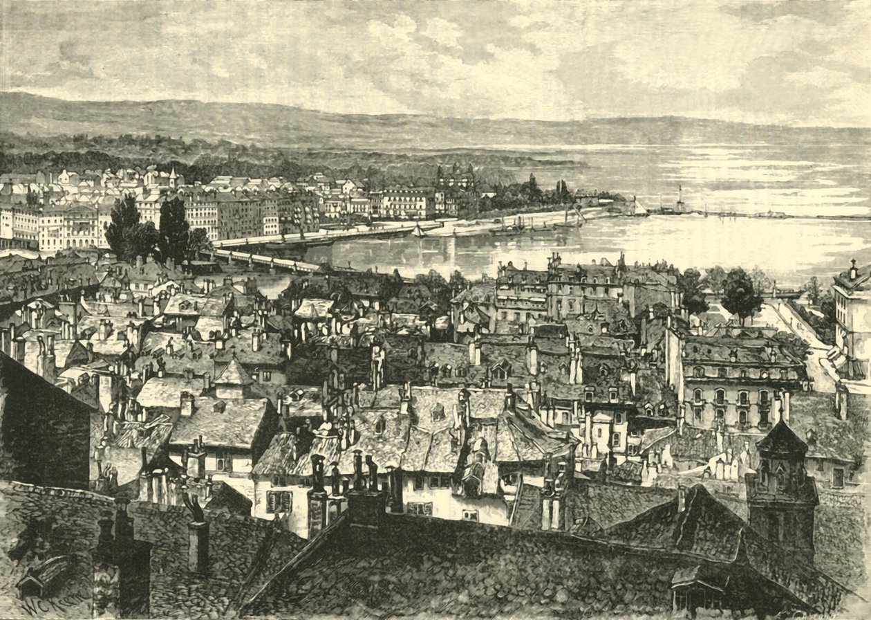 Genève, Ser mot innsjøen, 1890. av Unbekannt