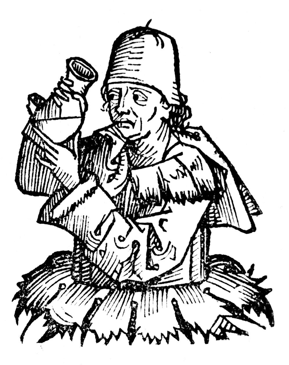 Gentile da Foligno , italiensk lege fra 1300-tallet, undersøkte en urinprøve, 1493 av Unbekannt