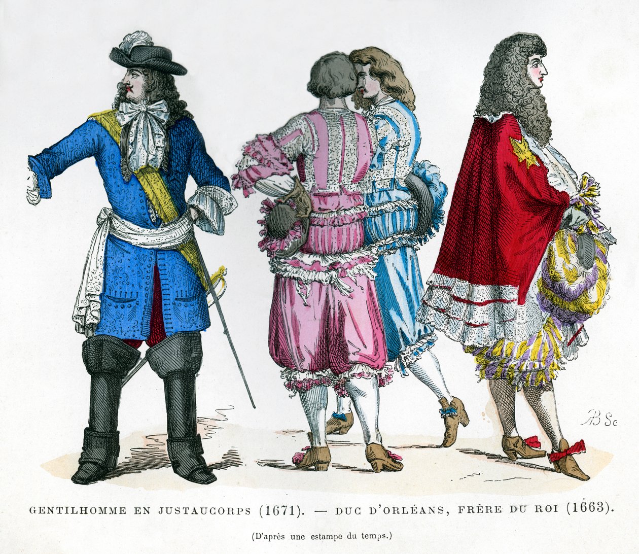 Gentlemens kostyme og hertugen av Orleans, bror til kong Louis XIV, 1663 1882-1884 av Unbekannt