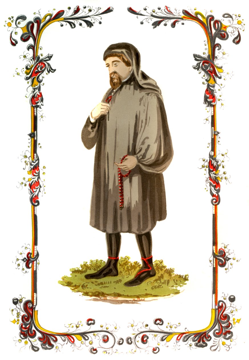 Geoffrey Chaucer , engelsk forfatter, poet, filosof, byråkrat og diplomat fra 1300-tallet, c1850 av Unbekannt