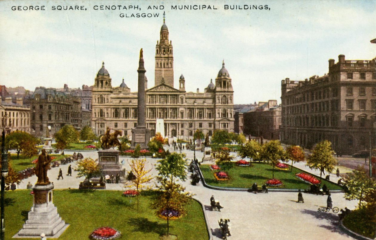 George Square, Cenotaph, and Municipal Buildings, Glasgow, slutten av 1800- og begynnelsen av 1900-tallet. av Unbekannt
