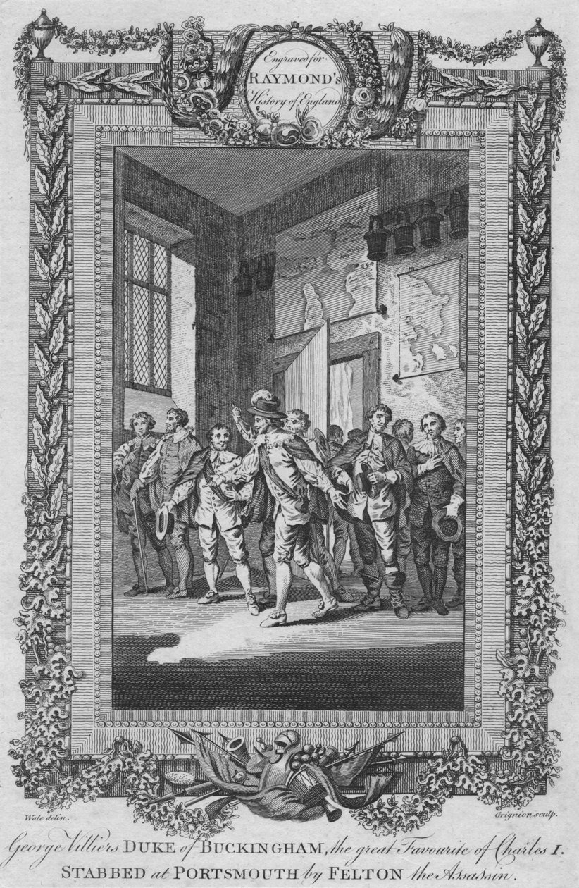 George Villiers, hertugen av Buckingham, den store favoritten til Charles I, knivstukket, c1787 av Unbekannt