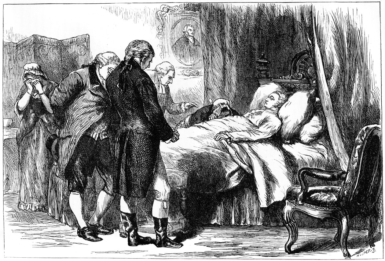 George Washington på dødsleiet, Mount Vernon, Virginia, USA, 1799 c1880 av Unbekannt