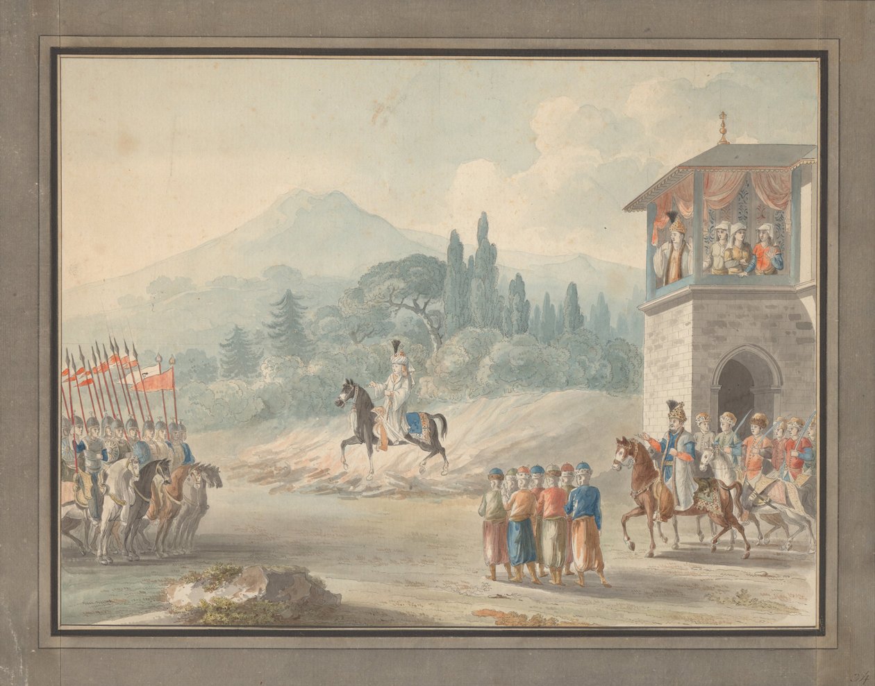 Georgisk kavalerigjennomgang, ca. 1780 av Unbekannt