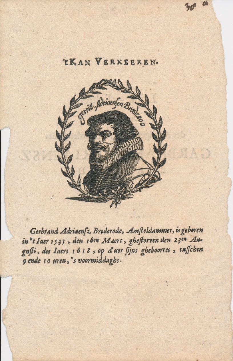 Gerbrand Adriaensz. Bredero 1585-1618 av Unbekannt