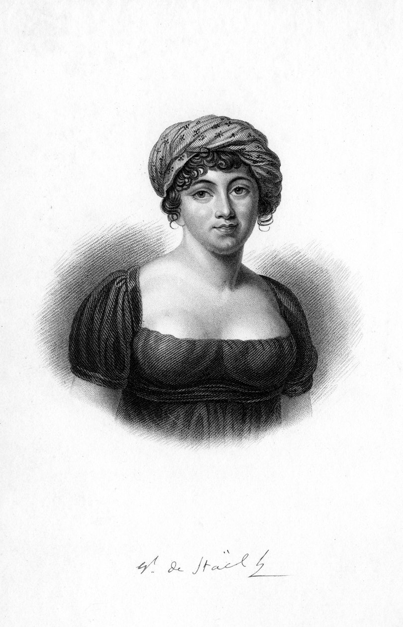 Germaine de Stael , fransk forfatter, romanforfatter og politisk propagandist født i Paris, 1843 av Unbekannt