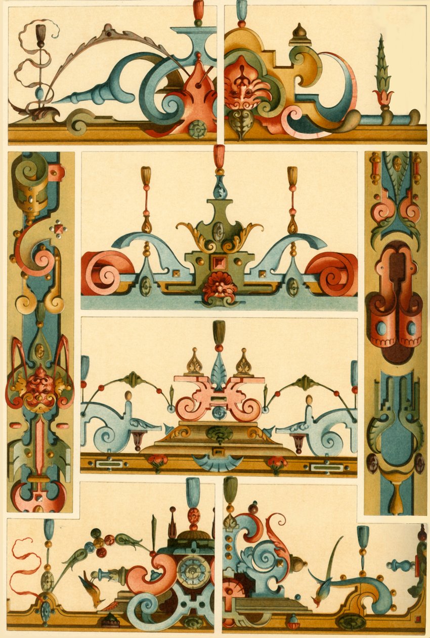 Tysk renessanse veggmaleri og ornament i stein og tre, 1898. av Unbekannt