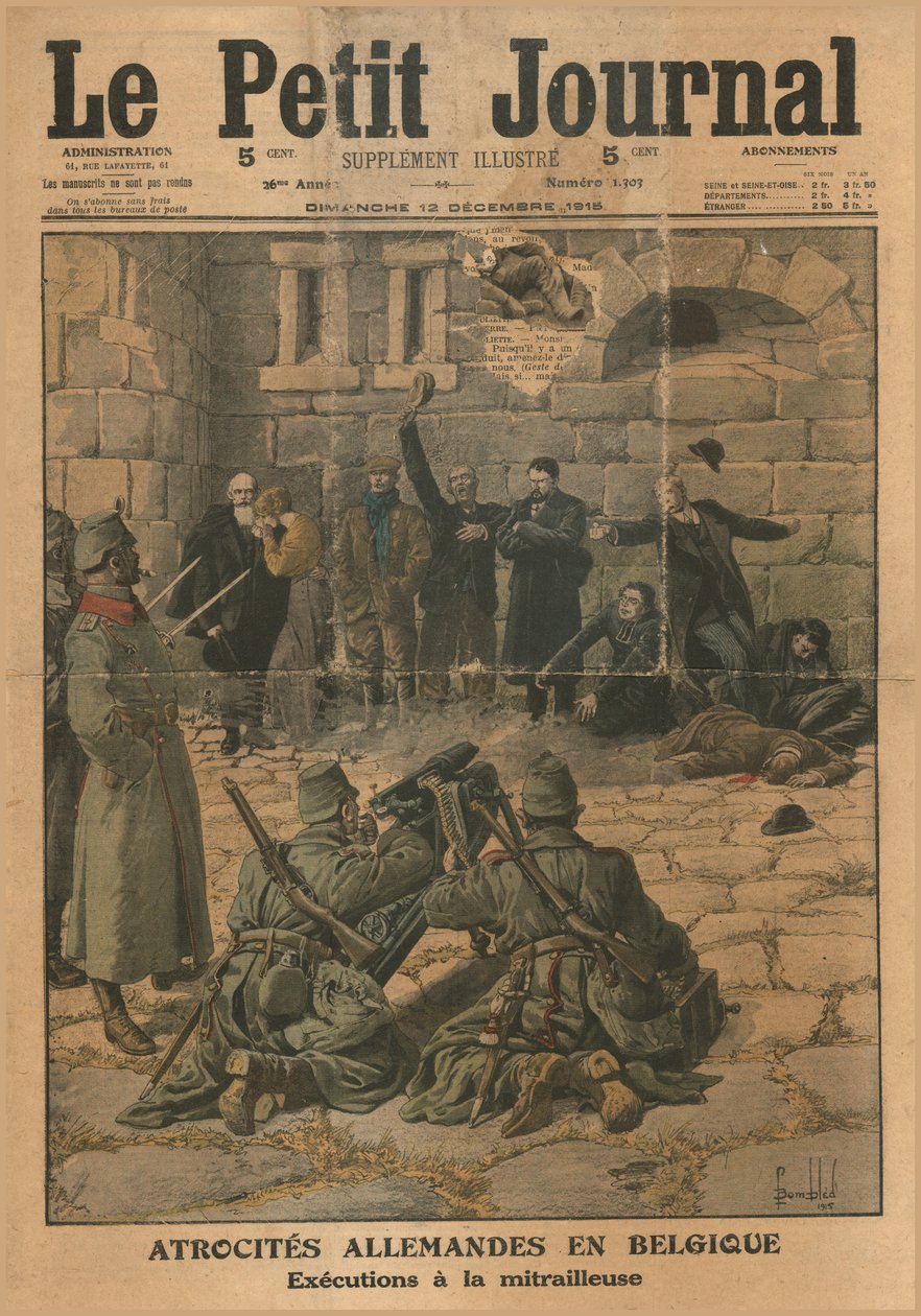 Tyske grusomheter i Belgia: henrettelse med maskingevær, 1915. av Unbekannt