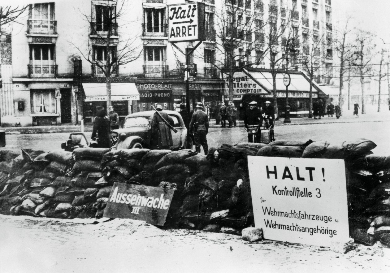 Tysk sjekkpunkt, okkupert Paris, 1940-1944 av Unbekannt