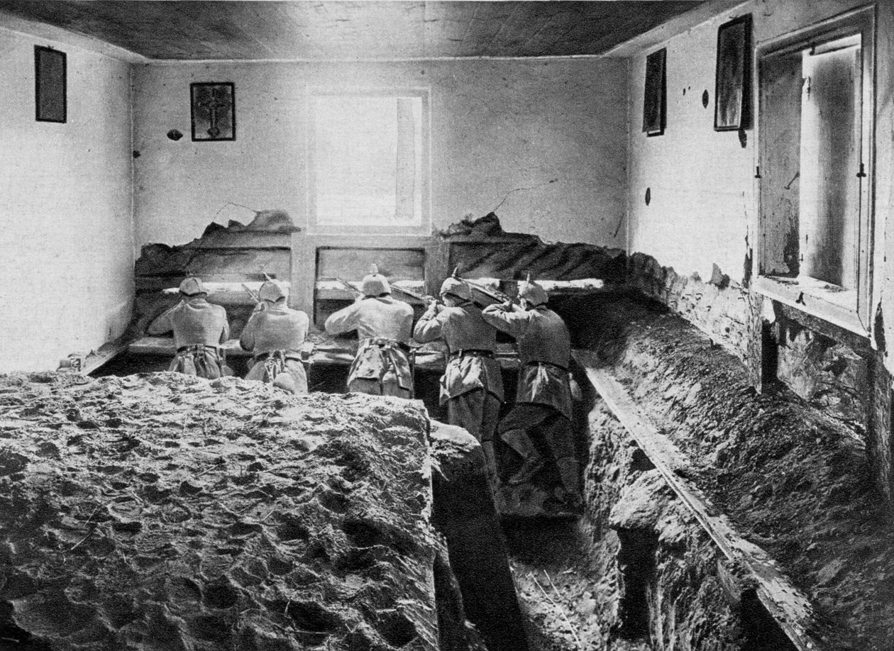 Tysk forsvarsposisjon på Vistula, Polen, første verdenskrig, 1915 av Unbekannt