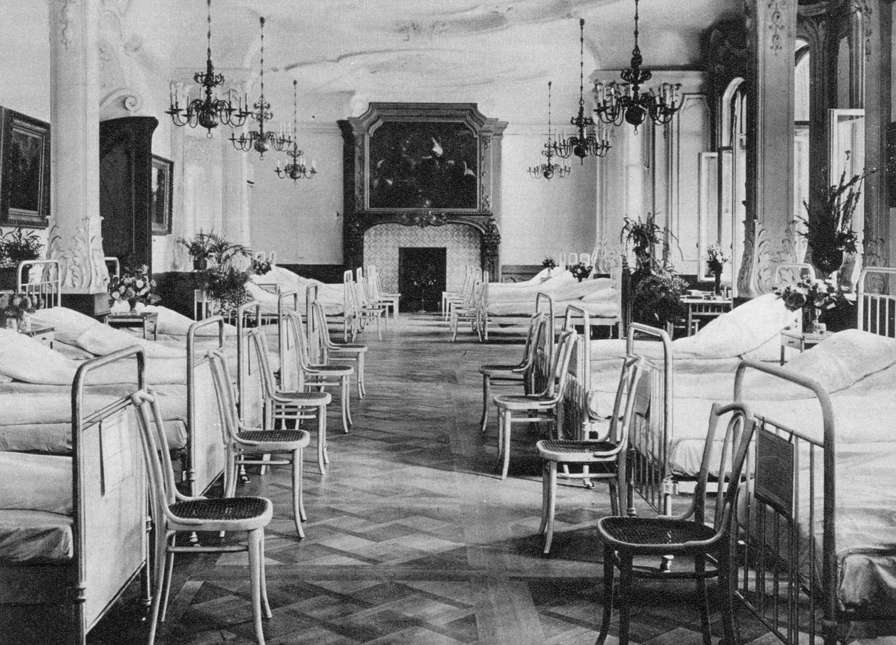 Tysk sykehus sovesal for soldater, Frankfurt am Main, Tyskland, første verdenskrig, 1915 av Unbekannt