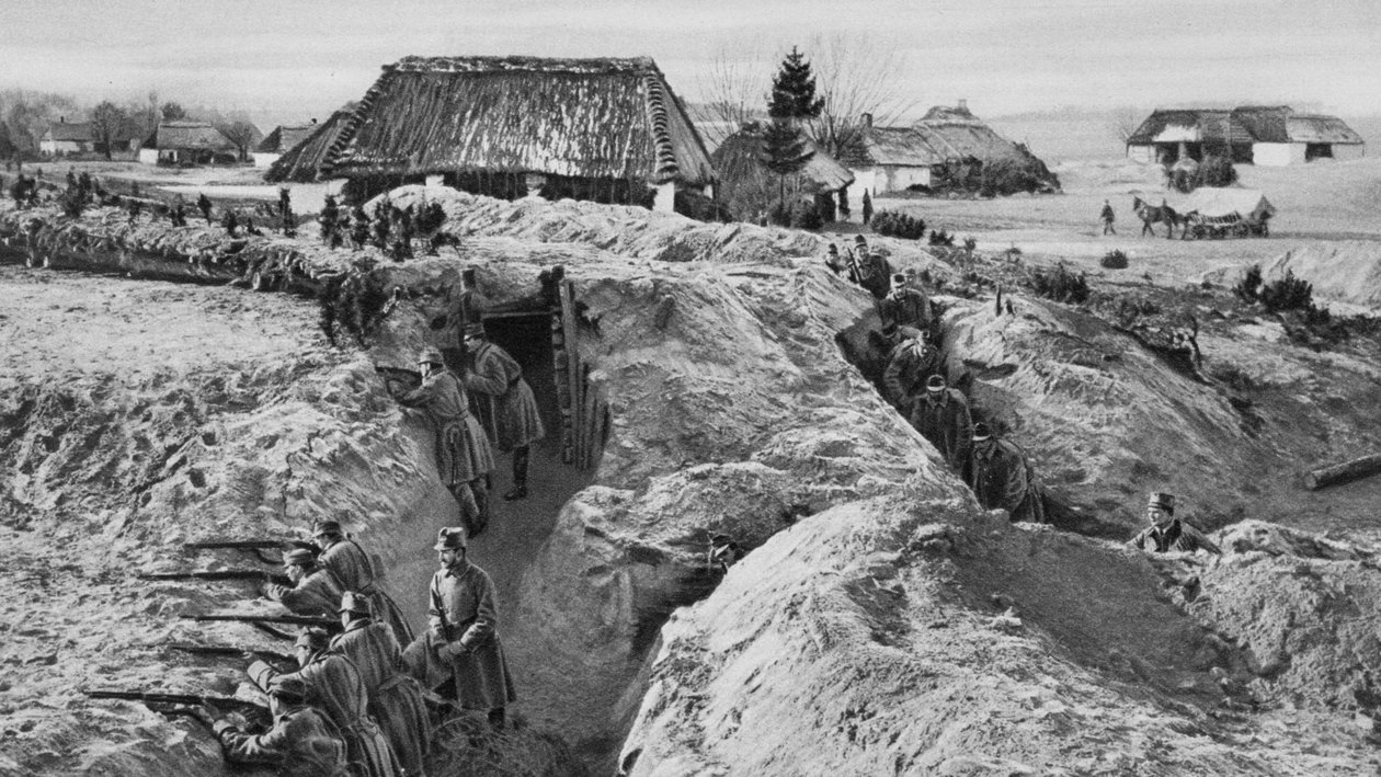 Tysk infanteri i skyttergraver ved Jasionna, Polen, første verdenskrig, 1915 av Unbekannt