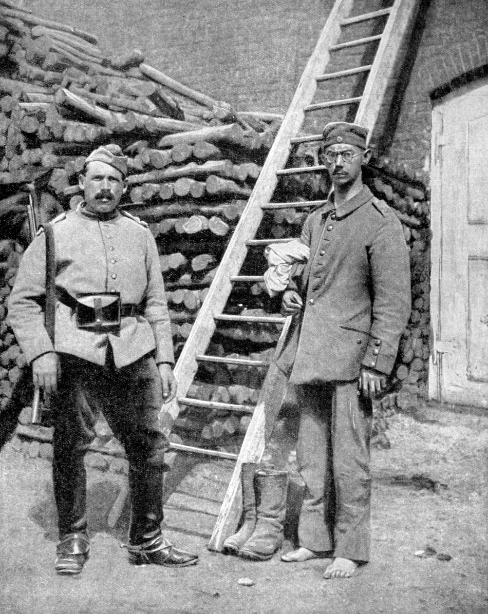 Tysk krigsfange og en vakt, første verdenskrig, 1915 av Unbekannt