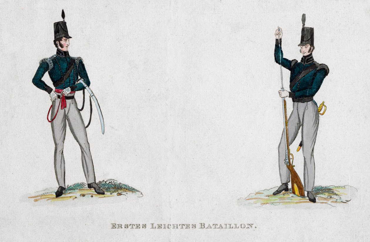 Tyske soldater fra Waterloo-perioden, 1800-tallet av Unbekannt