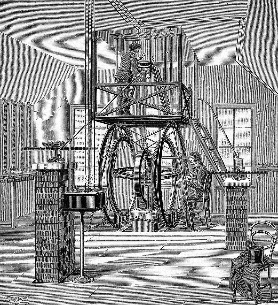 Gigantisk galvanometer i fysikklaboratoriet, Cornell University, New York, USA, 1886 av Unbekannt