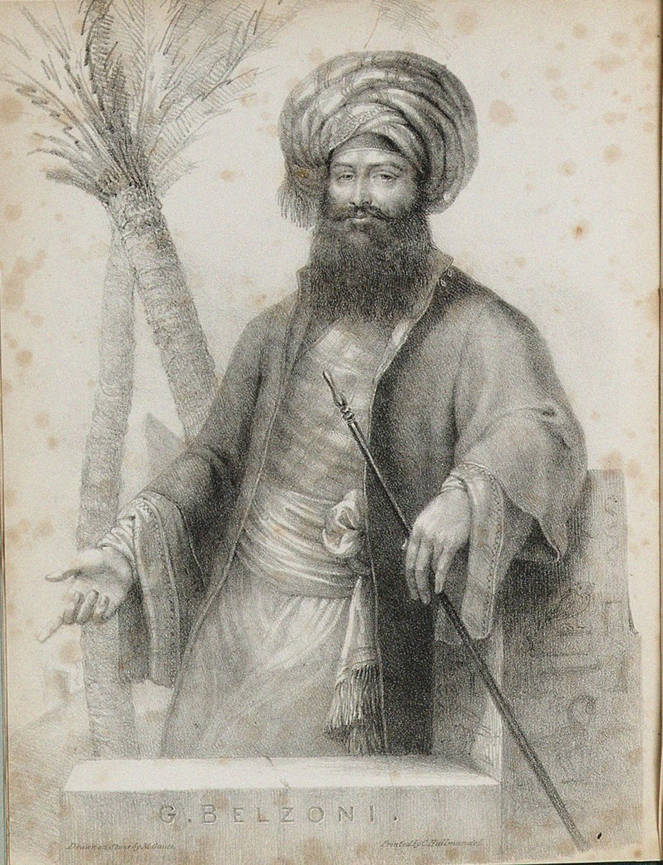 Giovanni Battista Belzoni 1778-1823 Frontispice fra Narrative of the Operations and Recent Disco av Unbekannt