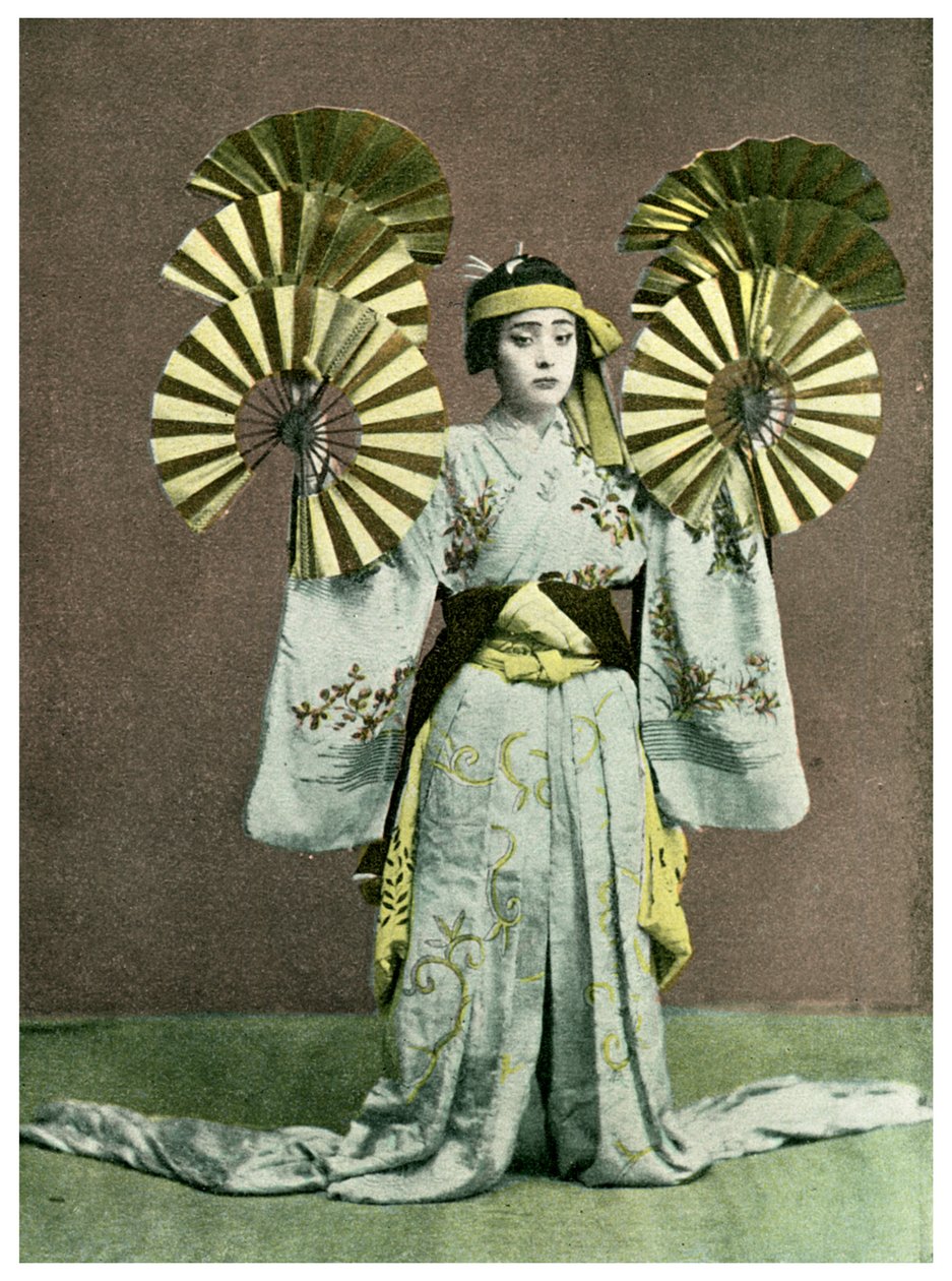 Jente som fremfører en fandans, Japan, 1904 av Unbekannt