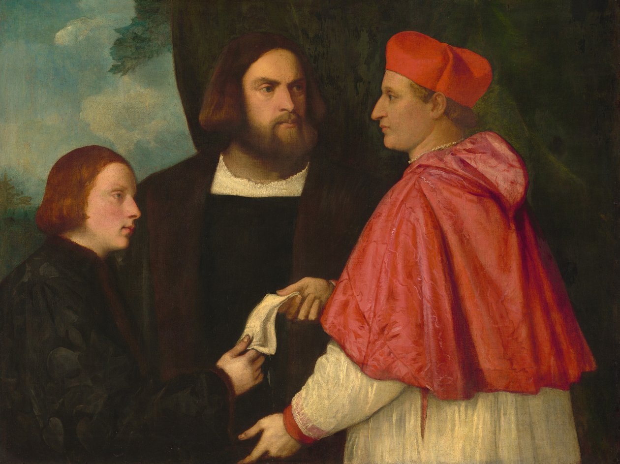 Girolamo og kardinal Marco Corner Investing Marco, Abbed of Carrara, with His Benefice, c15201525. av Unbekannt