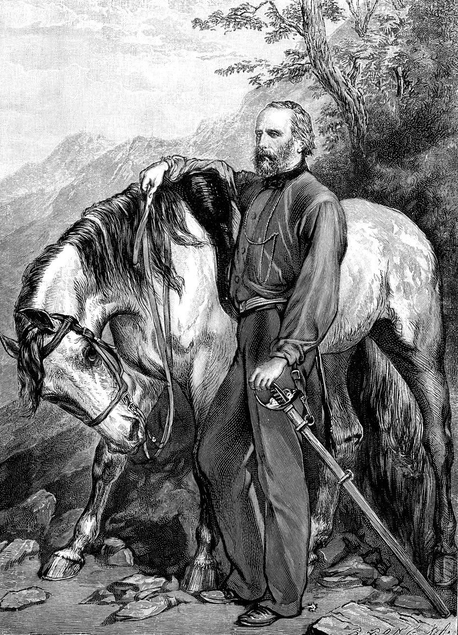 Giuseppe Garibaldi, italiensk patriot og soldat fra Risorgimento, 1861. av Unbekannt