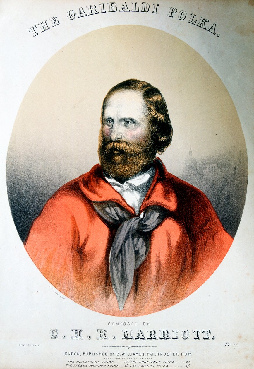 Giuseppe Garibaldi, italiensk patriot, c1864 av Unbekannt