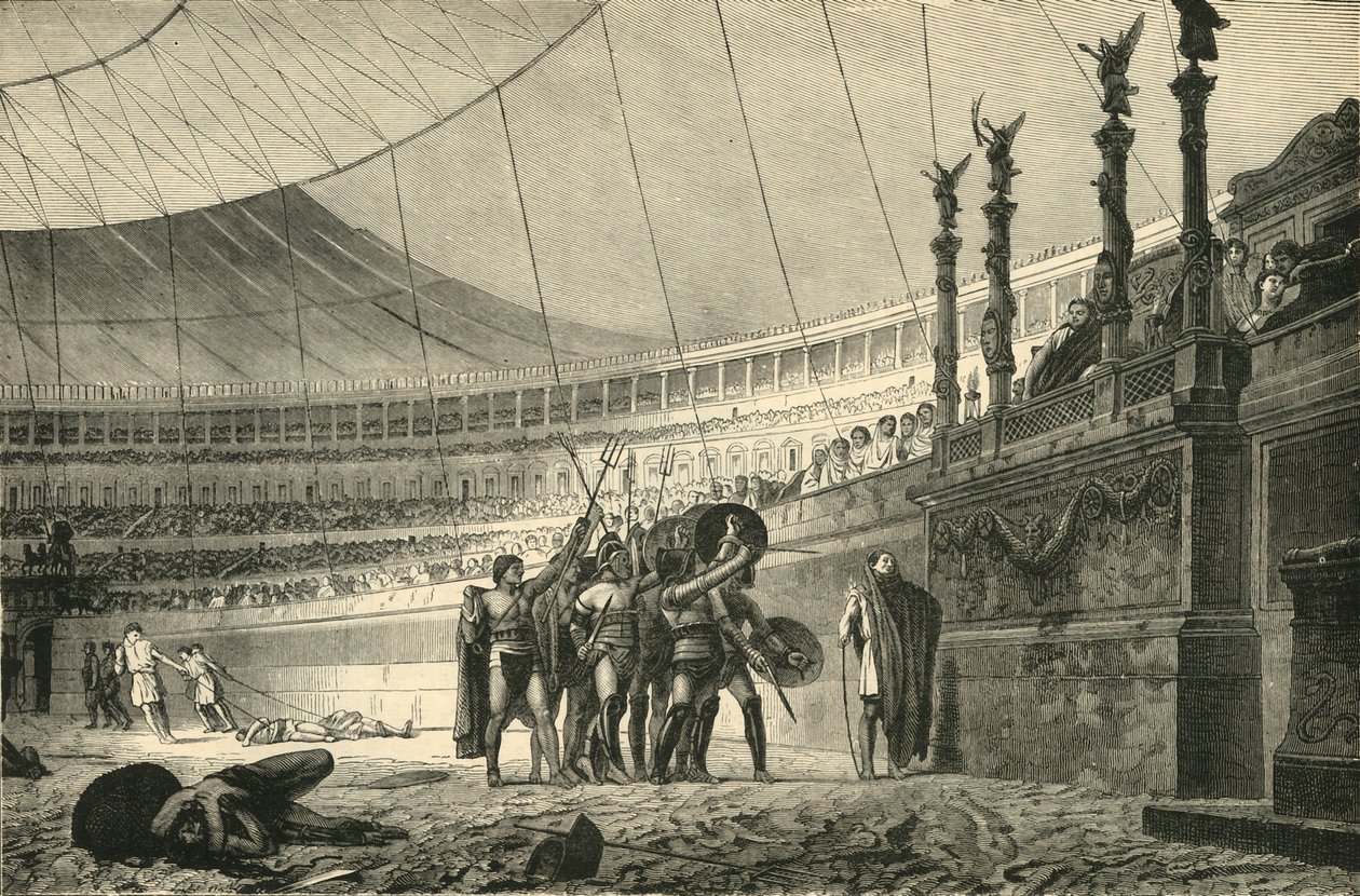Gladiatorer som hyller keiseren før de ble med i kamp, 1890. av Unbekannt