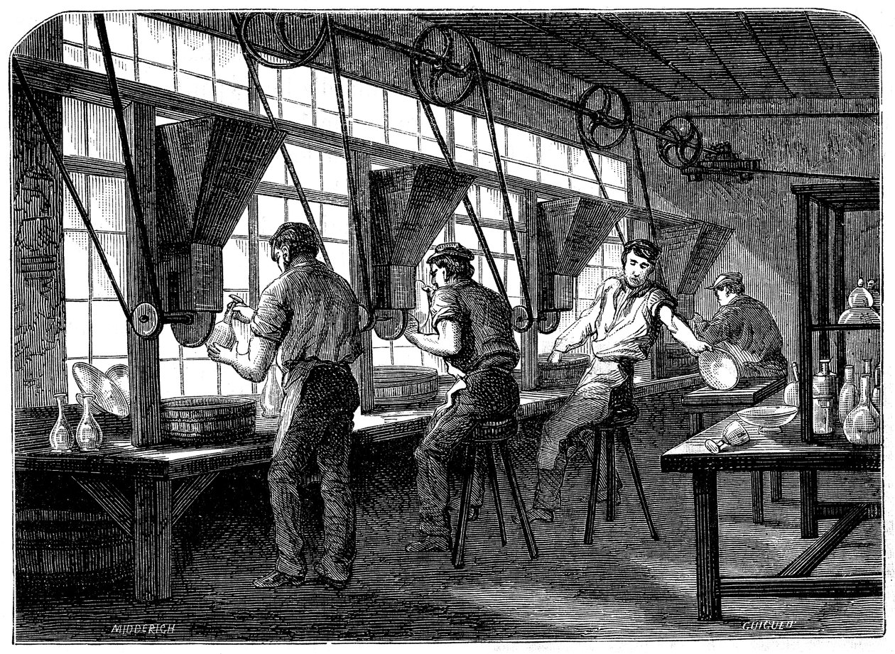 Glasskuttere på hjulene, c1870 av Unbekannt