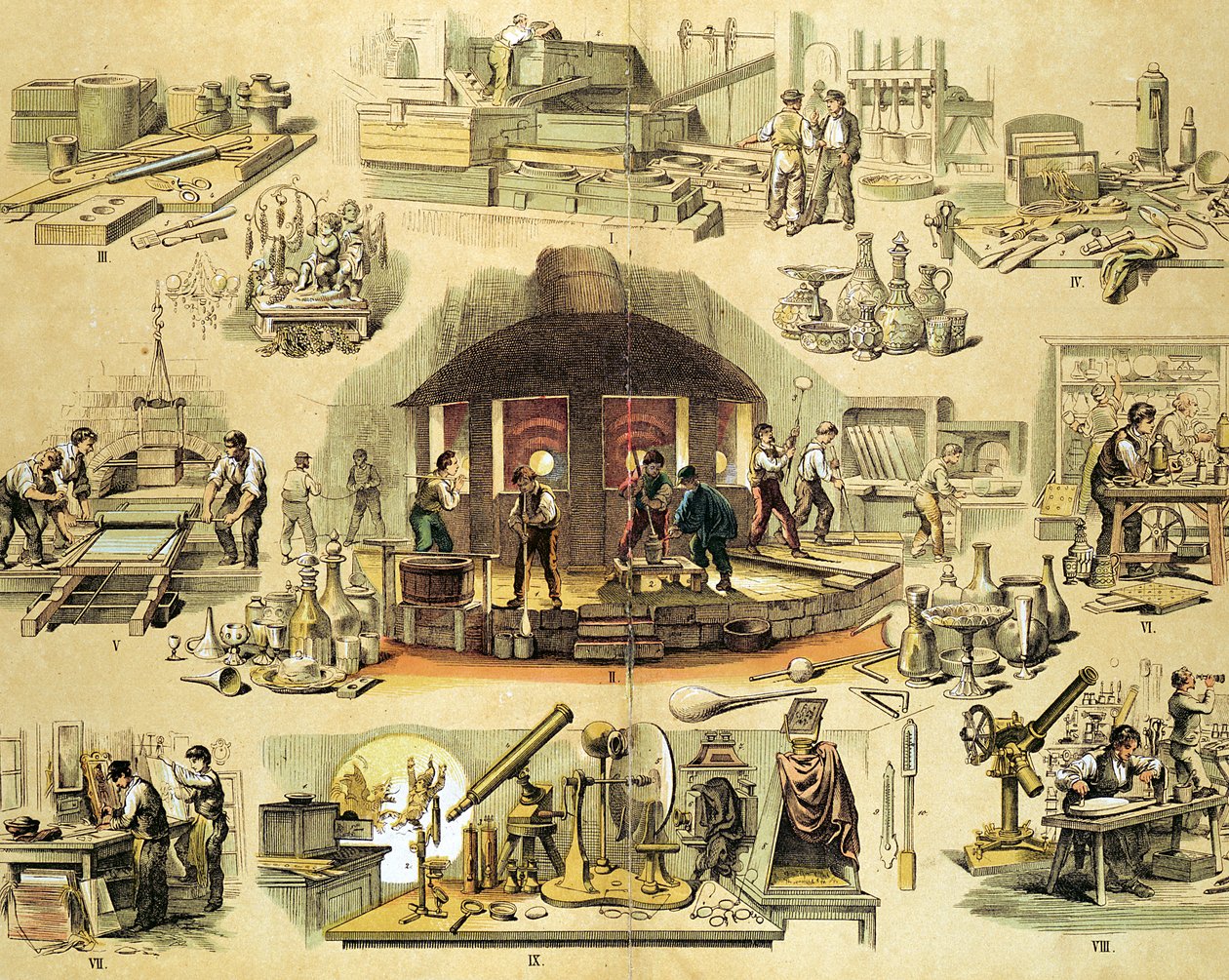 Glassproduksjon, c1870 av Unbekannt